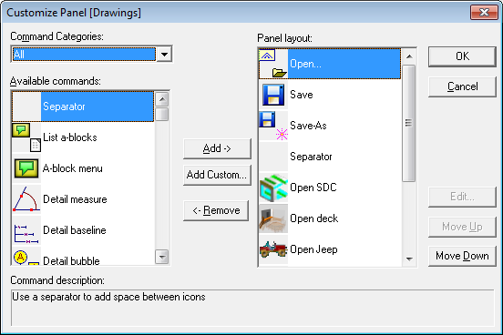 Adding command buttons to a panel 